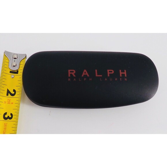 Ralph Lauren Hard Shell Designer Eye Glass Case Black Clam Shell Cloth Lining - Picture 6 of 7